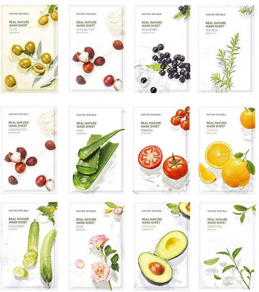 Nature Republic Real Nature Sheet Mask Set 12pcs