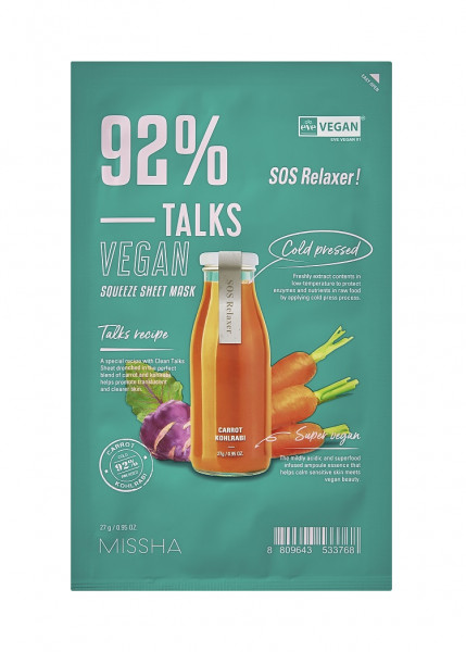 MISSHA Talks Vegan Squeeze Sheet Mask Sos Relaxer